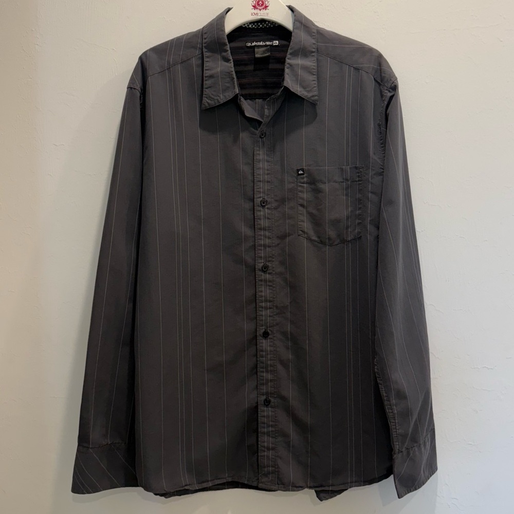 Y2K Quicksilver Men's Button Down Striped Long Sleeve Shirt - Size Large